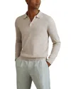 Reiss Washed Stone Trafford Merino Wool Polo Shirt In Washed Stone