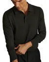 Reiss Trafford Long Sleeve Polo Sweater In Dark Military Green