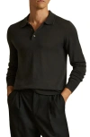 Reiss Trafford Long Sleeve Wool Polo Sweater In Dark Military Green