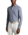 Reiss Trafford Merino Long Sleeve Polo Shirt In China Blue