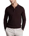 Reiss Trafford Merino Wool Regular Fit Long Sleeve Polo Shirt In Dark Borde