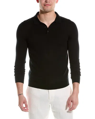 Reiss Trafford Wool Polo Shirt In Black