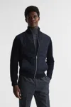 Reiss Navy Trainer Hybrid Zip Through Quilted Jumper In Navy