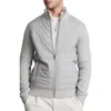 Reiss Soft Grey Hybrid Quilt And Knit Zip-through Jacket In Gray