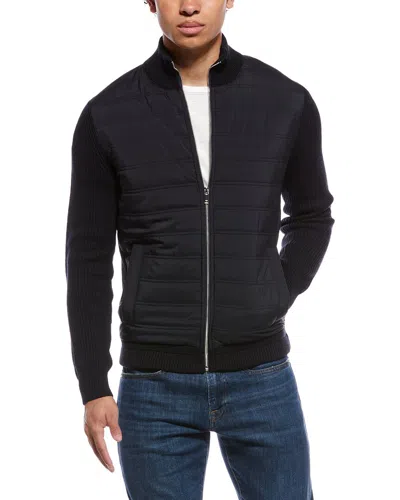Reiss Trainer Quilted Hybrid Wool-blend Jacket In Blue