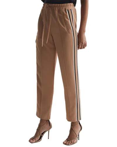Reiss Tre Taper Side Stripe Pull On Trouser In Brown