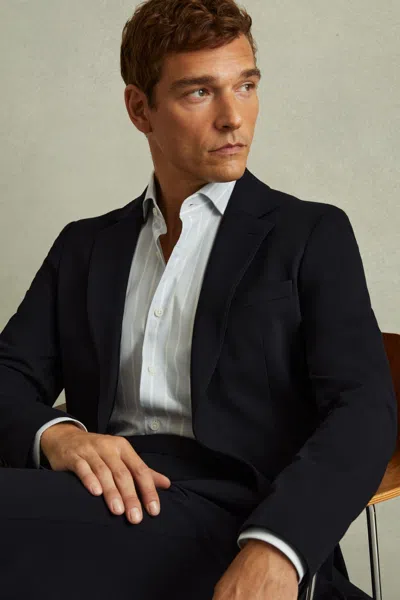 Reiss Navy Trial Stretch Jersey Single Breasted Blazer