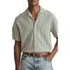 Reiss Trig Textured Stripe Camp Shirt In Green