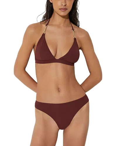 Reiss Trim Detail Triangle Bikini Top In Brown