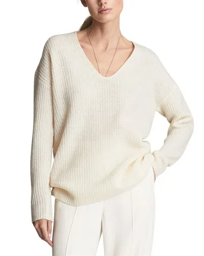 Reiss Trinny Deep V Wool & Cashmere-blend Sweater In White
