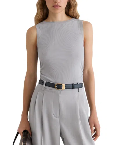 Reiss Trinny Sheer Detail Rib Vest In Gray