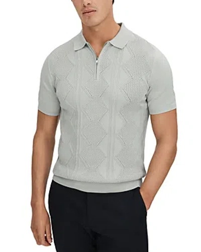 Reiss Tropic Cotton Regular Fit Half Zip Polo Shirt In Pistachio