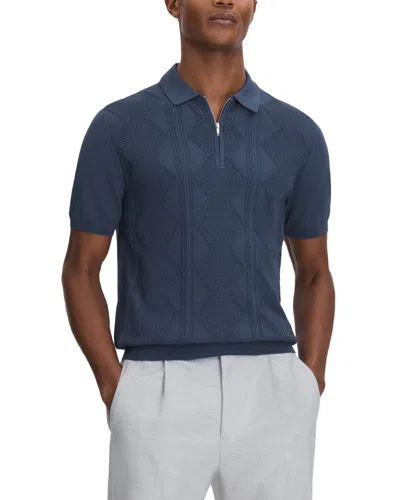 Reiss Tropic Half Zip Pattern Top In Blue