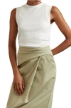 Reiss White Trudy Ribbed Ruched Waist Vest In White