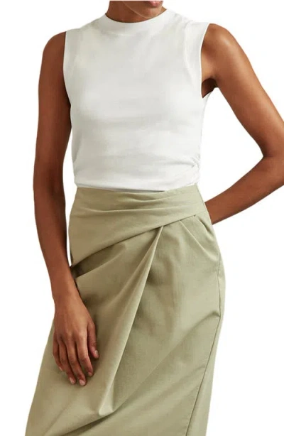 Reiss Womens White Trudy Round-neck Ruched-side Ribbed Stretch-cotton Vest
