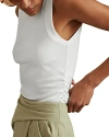 Reiss White Trudy Ribbed Ruched Waist Vest In White