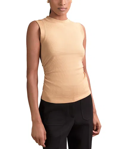 Reiss Trudy Ruched Ribbed Vest In Brown