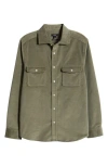 Reiss Tucci Stretch Corduroy Overshirt In Sage