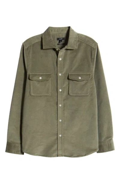 Reiss Tucci Stretch Corduroy Overshirt In Sage