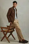 Reiss Tobacco Brown Tucker Nylon Zip-front Jacket In Tobacco Brown