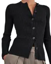 Reiss Navy Button Front Knit Cardigan In Black