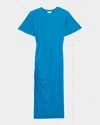 Reiss Womens Tulia Side-ruched Jersey Midi Dress Bright Blue In Bright Blue