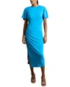 Reiss Womens Tulia Side-ruched Jersey Midi Dress Bright Blue In Blue
