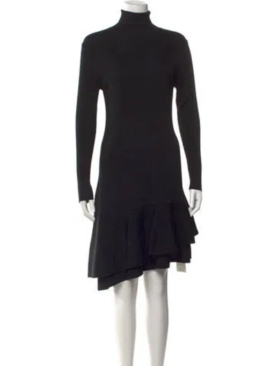 Pre-owned Reiss Turtleneck Knee-length Dress In Black
