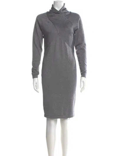 Pre-owned Reiss Turtleneck Knee-length Dress In Gray