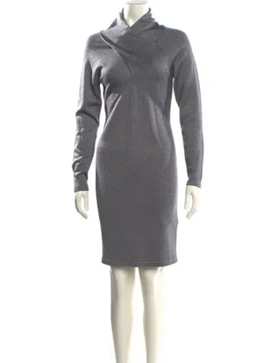 Pre-owned Reiss Turtleneck Knee-length Dress W/ Tags In Gray