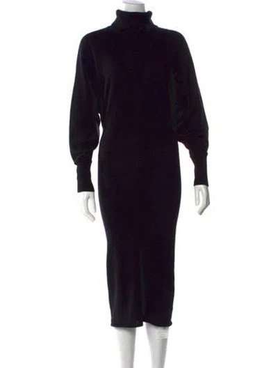Pre-owned Reiss Turtleneck Long Dress In Black