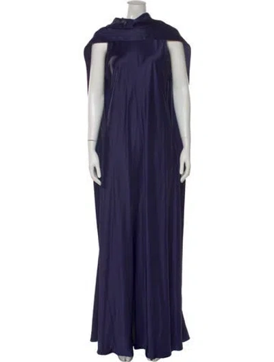 Pre-owned Reiss Turtleneck Long Dress In Blue
