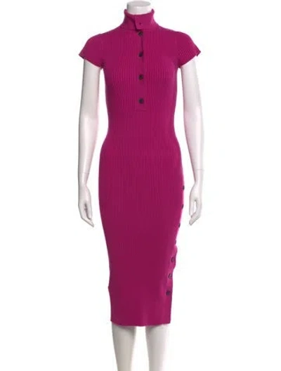 Pre-owned Reiss Turtleneck Long Dress In Pink