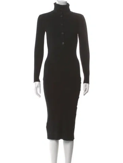 Pre-owned Reiss Turtleneck Midi Length Dress In Black