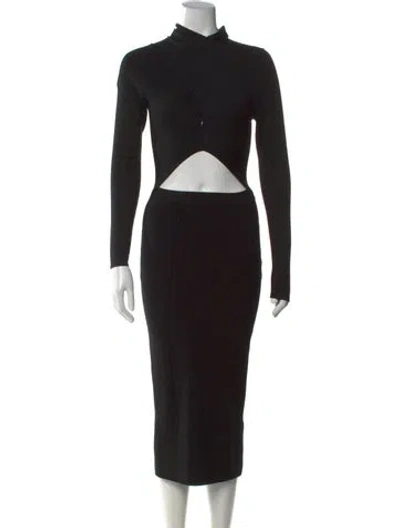 Pre-owned Reiss Turtleneck Midi Length Dress In Black