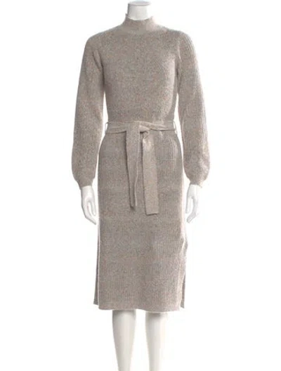 Pre-owned Reiss Turtleneck Midi Length Dress In Gray