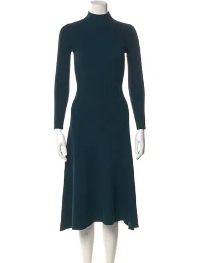 Pre-owned Reiss Turtleneck Midi Length Dress In Green