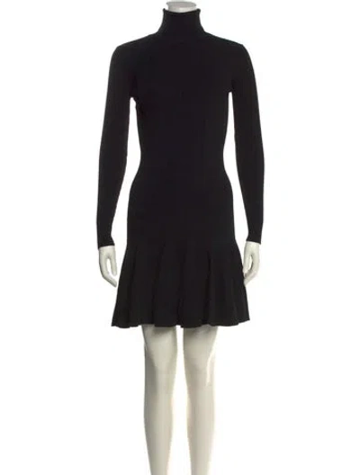 Pre-owned Reiss Turtleneck Mini Dress In Black