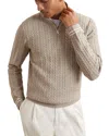 Reiss Tuscano Quarter Zip Cable Knit Sweater In Brown