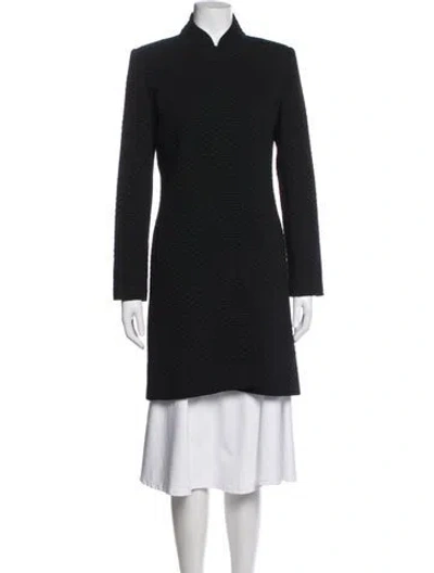 Pre-owned Reiss Tweed Pattern Coat In Black