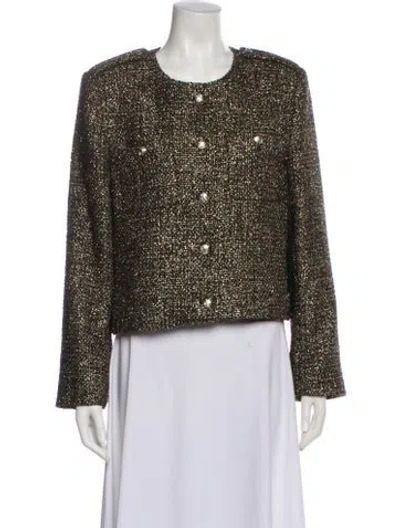 Pre-owned Reiss Tweed Pattern Jacket In Black