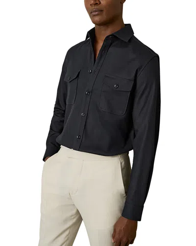 Reiss Twin Pocket Textured Shirt In Navy