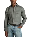 Reiss Sage Stretch-cotton Twill Twin-pocket Overshirt In Sage