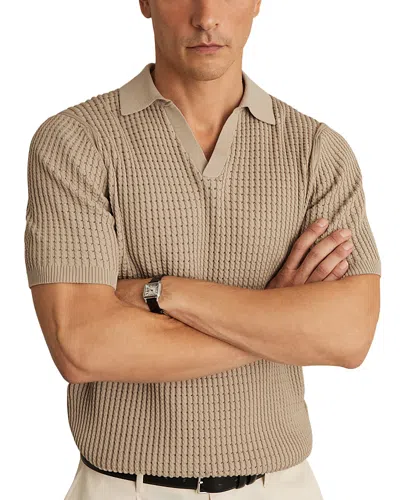 REISS TWIST TEXTURED OPEN COLLAR POLO