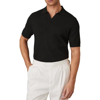 Reiss Tyne Textured Johnny Collar Polo Sweater