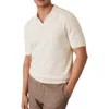 Reiss Tyne Textured Johnny Collar Polo Sweater In White