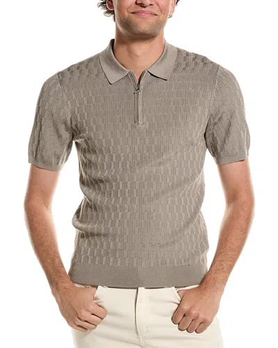 Reiss Ubud 1/2-zip Textured Polo T-shirt In Gray