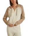 Reiss Camel/ivory Ula Wool Blend Colourblock Hoodie In Camel/ivory