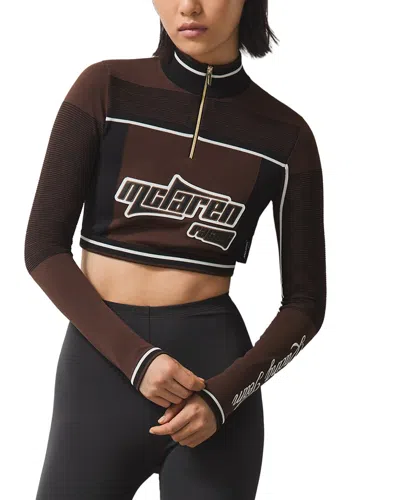 Reiss Ultra Ls Knitted Mclaren Racing Half Zip Crop Top In Brown