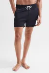 Reiss Wave Plain Drawstring Swim Shorts In Navy